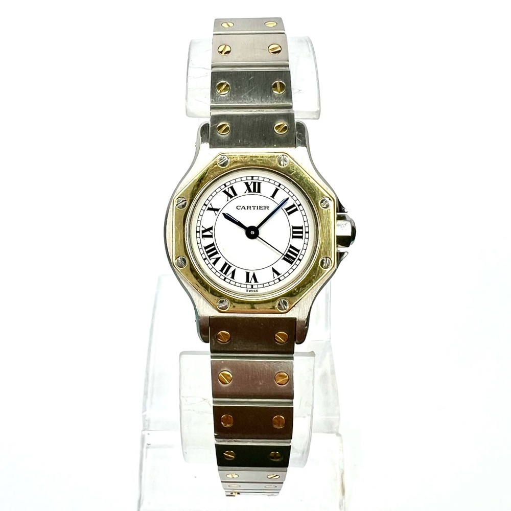 CARTIER SANTOS OCTAGON 25mm Automatic 2 Tone Watch White Dial